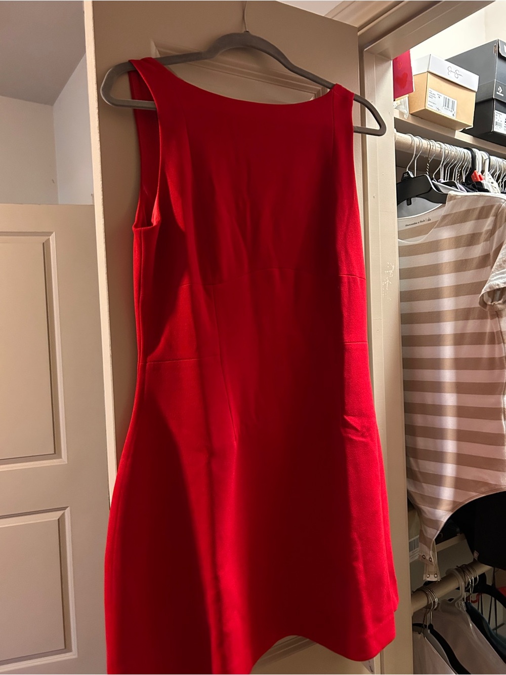 Classic Red Sleeveless A-Line Dress